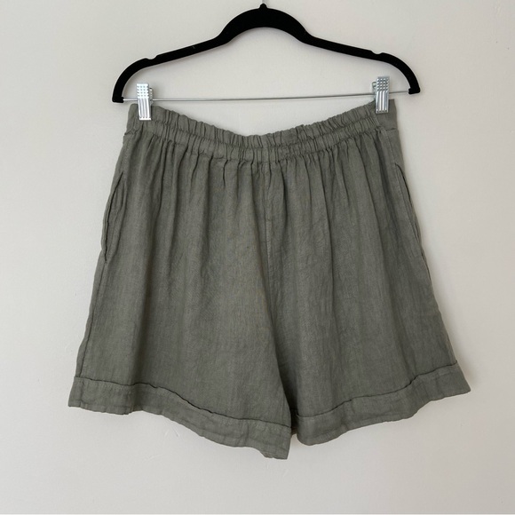 Suzy D London NWT 100% Linen Longline Shorts in Khaki size Large - Picture 9 of 10